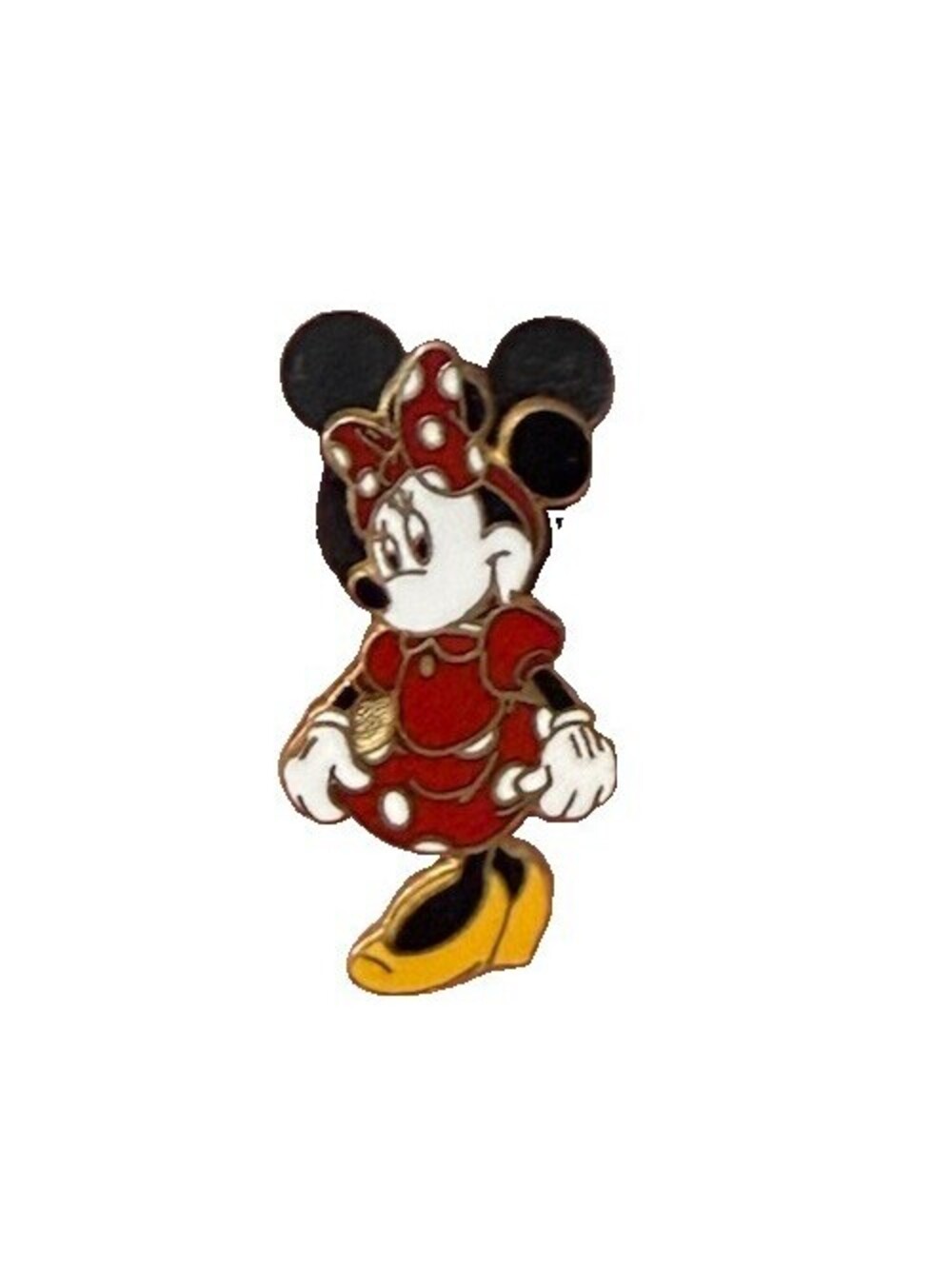 Vintage Disney Pin, 1980s, Minnie Mouse, Bashful, Red Dress, Yellow Shoes, WDW
